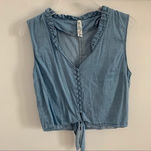 Cropped chambray top